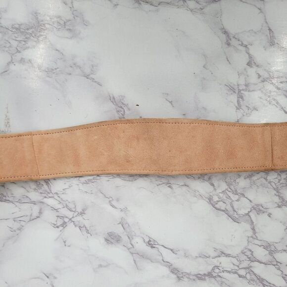 Donna Karan Vintage Oversized Tan Suede Waist Belt Asymetrical - Picture 9 of 13